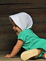Detské čiapky - Detský úpletový čepček biely pointoille - 15478472_