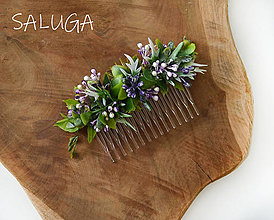 Ozdoby do vlasov - Kvetinový hrebienok do vlasov - boho style fialový - 15477084_