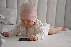 Detské čiapky - 100% merino čiapka tenučká na uväzovanie pudrovoružová - 15476513_