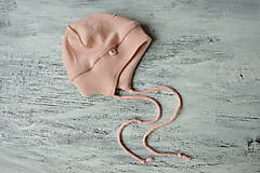 Detské čiapky - 100% merino čiapka tenučká na uväzovanie pudrovoružová - 15476518_