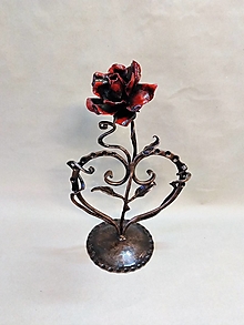 Dekorácie - kovaná ruža so srdcom - 15476725_