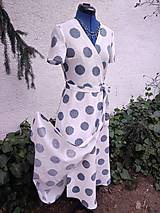 Šaty - Zavinovacie ľanové šaty s potlačou (rôzne farby) - 15477353_
