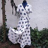 Šaty - Zavinovacie ľanové šaty s potlačou (rôzne farby) - 15477354_