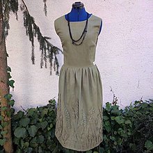 Šaty - Zelené ľanové šaty - 3D kvety (rôzne farby) - 15477425_