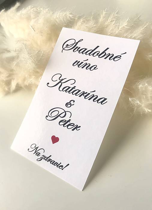 Úložné priestory & Organizácia - Nálepka na svadobné víno - Elegant - 15478575_