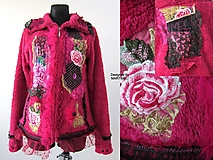 Bundy a kabáty - Ružová dámska bunda M/L z flís /umelej kožušiny - 15478225_