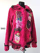 Bundy a kabáty - Ružová dámska bunda M/L z flís /umelej kožušiny - 15478228_