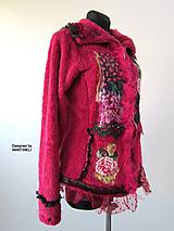 Bundy a kabáty - Ružová dámska bunda M/L z flís /umelej kožušiny - 15478232_