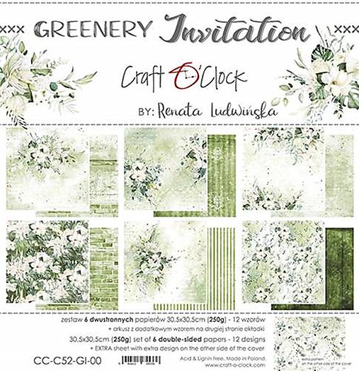 Scrapbook papier Greenery Invitation 12 x 12