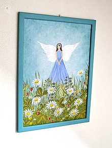 Obrazy - Maľovaný obraz-Anjel kvetov - 15480292_