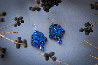 Náušnice - Ciara - Blue soutache earring - ručne šité šujtášové náušnice - 15480015_