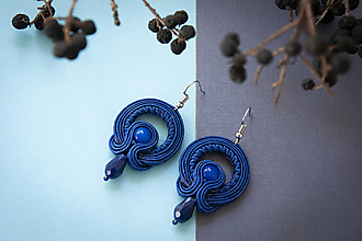 Náušnice - Aneta - Blue soutache earring - ručne šité šujtášové náušnice - 15480021_