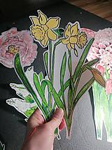 Materiál ručne robený - Ručne maľované a ručne rezané nálepky na okno - Kvety - 15481795_