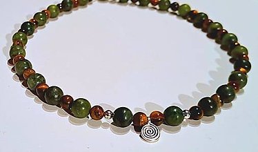Náhrdelníky - Náhrdelník - "choker" jadeit + tigrie oko - 15481463_