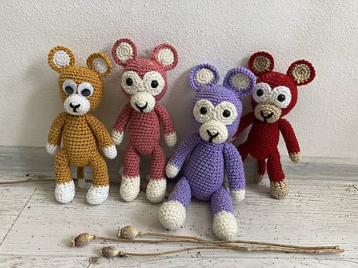 Hračky - Háčkované opice / 4 farby/ - 15480643_