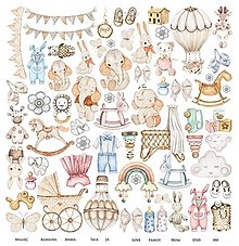 Papier - Scrapbook papier 12x12 Cute baby dodatkový - 15485048_