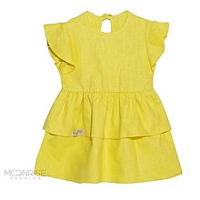 Detské oblečenie - Detské ľanové šaty s volánom - yellow - 15483534_