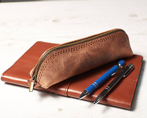 Taštičky - Kožené puzdro na perá - 15484021_