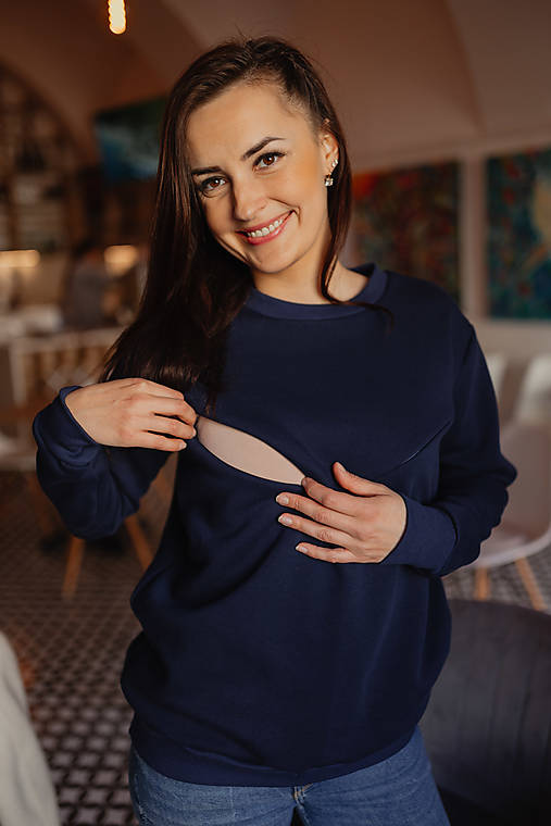 Oblečenie na dojčenie - Oversize svetrík/mikina na dojčenie – tmavomodrá - 15482564_