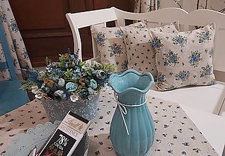 Úžitkový textil - Obrus modré kvety na režnej - 15485717_