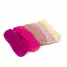 Textil - Vlna na plstenie, 100% merino, 20g, mix 5 farieb (ružový mix 11) - 15486732_