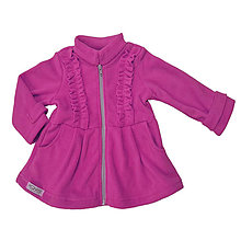 Detské oblečenie - Detský fleecový kabátik s volánikmi - fuchsia - 15486776_