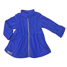 Detské oblečenie - Detský fleecový kabátik s volánikmi - royal blue - 15486810_