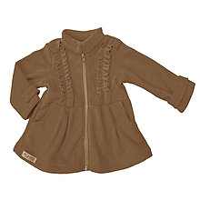 Detské oblečenie - Detský fleecový kabátik s volánikmi - taupe - 15486874_