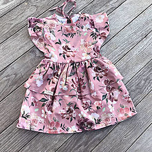 Detské oblečenie - Detské bavlnené šaty s volánom - old rose flowers - 15487251_
