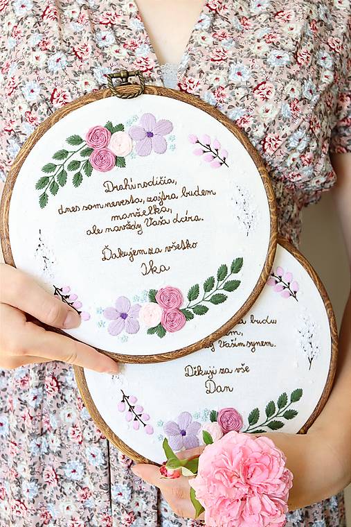 Darčeky pre svadobčanov - Svadobné výšivky poďakovanie rodičom - sada ♡ - 15486527_