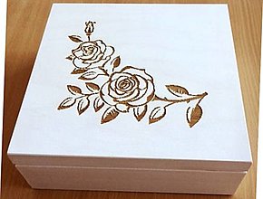 Dekorácie - Drevená krabička na čaj-9 priehradková-ruže - 15486382_
