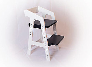 Nábytok - Rastúca stolička MDF - Rastúšik Classic [M] - Biela (Čierny MDF sedák/stupienok) - 15487089_