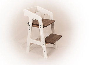 Nábytok - Rastúca stolička MDF - Rastúšik Classic [M] - Biela (Sedák/stupienok z masívneho dubu) - 15487090_