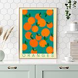 Grafika - Pomaranče retro farebný minimalistický print (plagát) - 15486276_