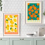 Grafika - Pomaranče retro farebný minimalistický print (plagát) (Oranges plagát A4 vytlačený) - 15486277_