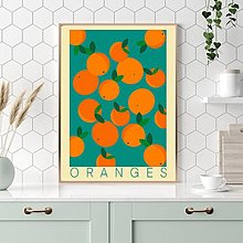 Grafika - Pomaranče retro farebný minimalistický print (plagát) (Oranges plagát A4 vytlačený) - 15486290_