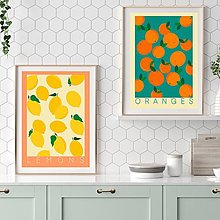 Grafika - Pomaranče retro farebný minimalistický print (plagát) (Set 2 - Oranges + Lemons plagáty A4 vytlačené) - 15486295_