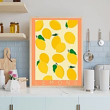 Grafika - Citróny retro farebný minimalistický print (plagát) (PDF Lemons plagát) - 15486303_