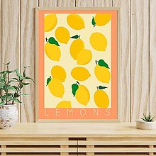 Grafika - Citróny retro farebný minimalistický print (plagát) (Lemons plagát A4 vytlačený) - 15486311_