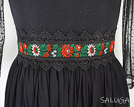 Opasky - Folklórny opasok - dámsky - ľudový - čierny - 15490073_