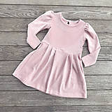 Detské oblečenie - Detské pohodlné menčestrové šaty s riaseným rukávom poudre pink - 15489113_
