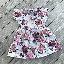 Detské oblečenie - Detské bavlnené šaty s volánom - roses powder - 15489048_