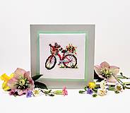 Papiernictvo - bicykel - vyšívaná pohľadnica - 15492027_