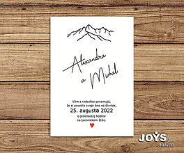 Papiernictvo - Jednoduché svadobné oznámenie s Tatrami, horami (Dizajn č.2) - 15489918_