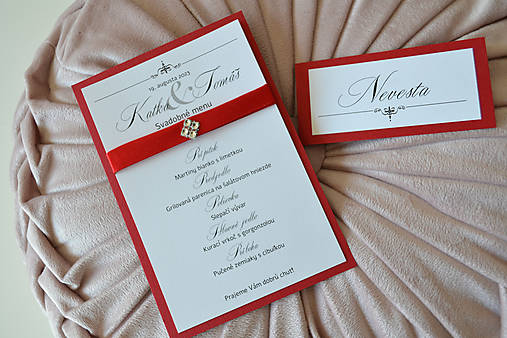 Svadobné oznámenie grácia červená (menu)