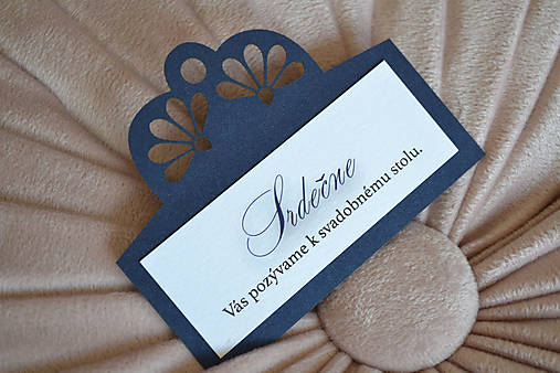 Svadobné oznámenie ornament modrá (pozvánka k svadobnému stolu)