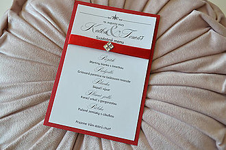 Papiernictvo - Svadobné oznámenie grácia červená (menu) - 15489340_