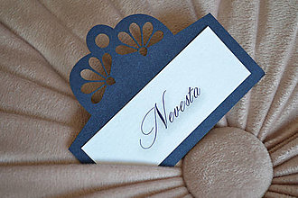 Papiernictvo - Svadobné oznámenie ornament modrá (menovka) - 15489411_