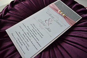 Papiernictvo - Elegantné svadobné oznámenie s perlou (oznámenie) - 15489486_