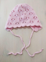 Detské čiapky - Motýlikový čepček (ružový 0-3 mesiace) - 15490562_